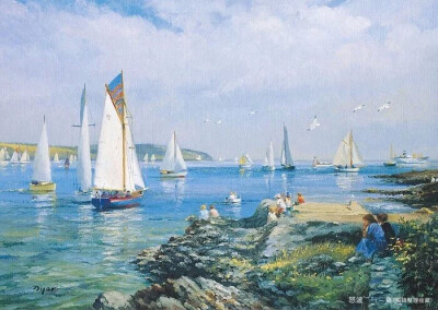 英国艺术家泰德 Ted Dyer海边油画风景欣赏