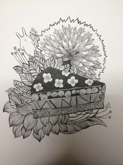 线描 装饰画 植物 插画 钢笔画