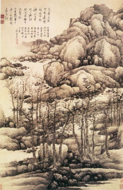 龚贤 清（1618—1689年）又名岂贤,字半千等，号半亩等，江苏昆山人；早年曾参加复社活动，明末战乱漂泊流离，入清隐居不出；他与同时活跃于金陵地区的画家樊圻、高岑、邹喆、吴宏、叶欣、胡慥、谢荪等并称“金陵八家…