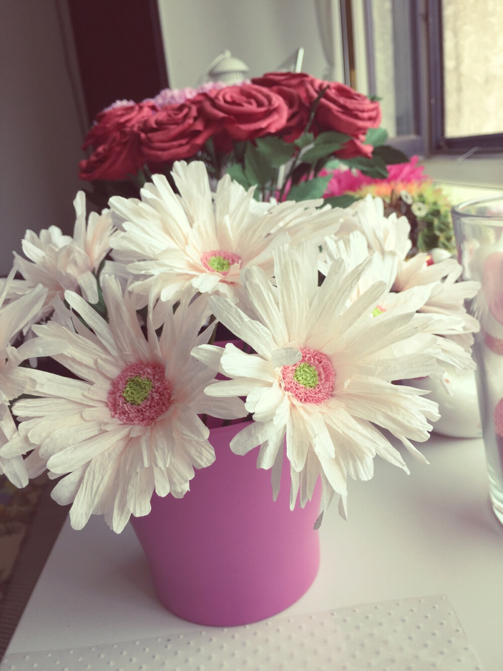 纸藤花手工diy非洲菊