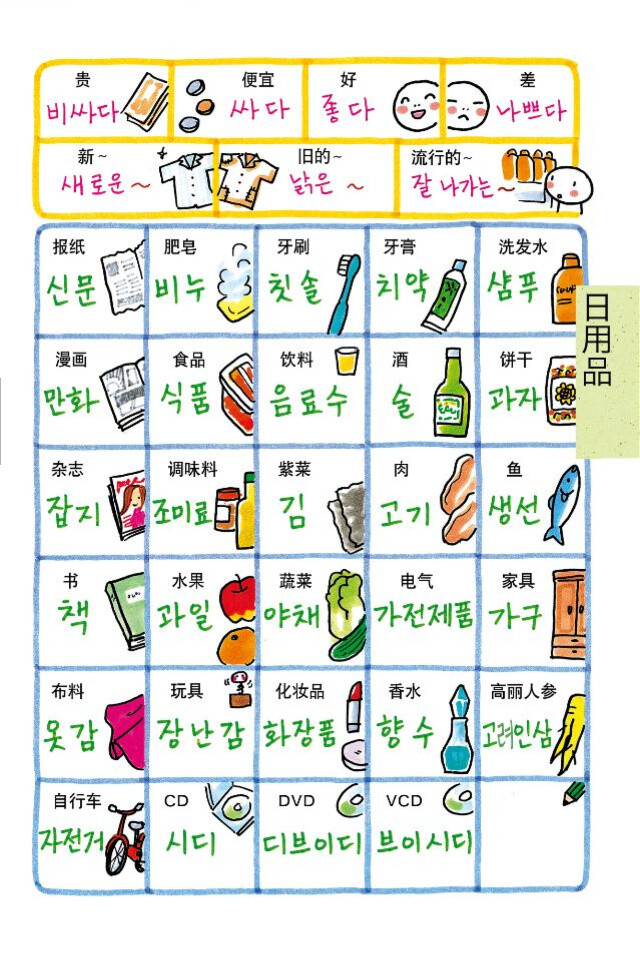 韩语 单词 漫画 学习