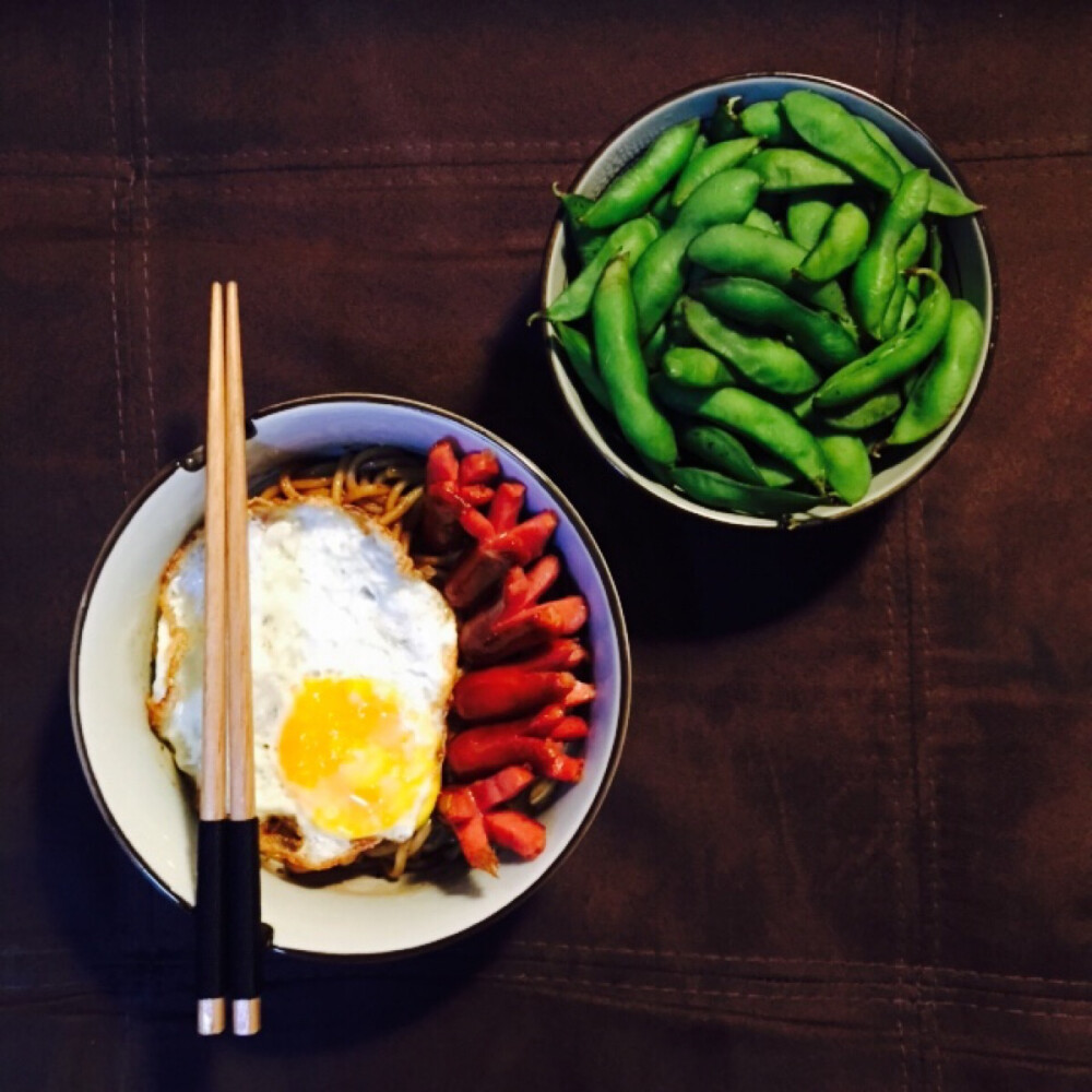 腸蛋車仔麵&amp;amp;鹽煮毛豆