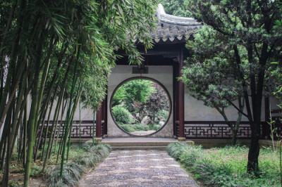 中国传统建筑 园林 月洞门 唯美 古风