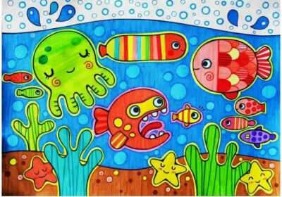 马克笔♥儿童画♛可爱:)奇妙的海底世界
