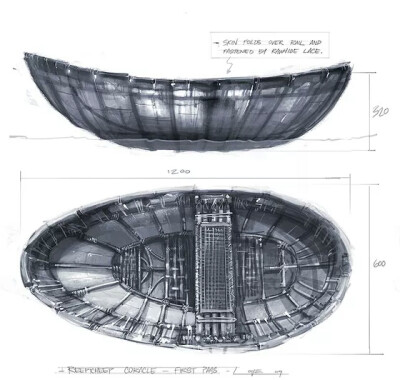 【图片】概念稿 概念稿中的划艇有藤条编扎的边饰和羽帜 颇为精致 但这不合雷佩契普舍弃尘世浮华前往阿斯兰国度的场景主题
