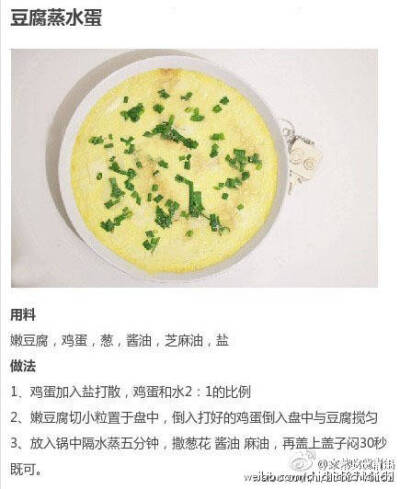 『豆腐蒸水蛋』 【鸡蛋羹不同做法合集】最爱鸡蛋羹滑滑嫩嫩的口感了，做早餐主食最好了，而且做法简单，值得一试！