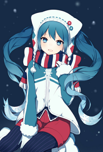 初音未来 初音 插画 头像 萌 可爱 二次元 萌 漂亮 冬天 雪花 壁纸 画师:Lpip pixiv p站 id=418969 by畩箂_二次元