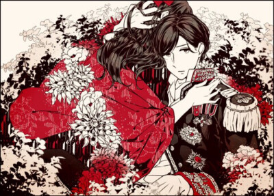 〔画师 花濑〕很新颖的画风(ง •̀_•́)ง红色调和服为主