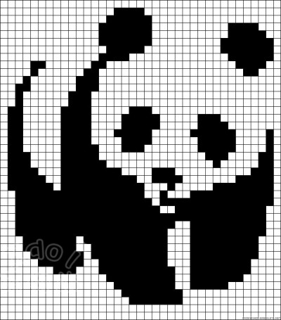 萌爆表的熊猫君，可以拿来做拼豆参考图