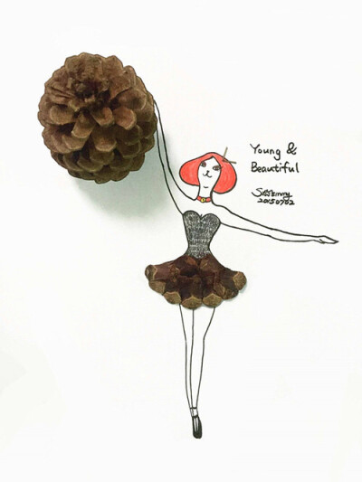 Handmade Pine Cone Dress 给喵小姐特别定制的松果小裙~\(≧▽≦)/~ 今天推荐的小曲《Young and Beautiful》 Will you still love me when I no longer Young and Beautiful?