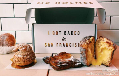 土產研究所 | 在旧金山的Mr. Holmes Bakehouse，有一种叫Cruffin的甜点，它是croissant（可颂面包）和muffin（麦芬）的结合体，有着可颂层次分明的口感，和标准的麦芬的外貌，焦糖、草莓奶昔等内馅和topping任你选择…