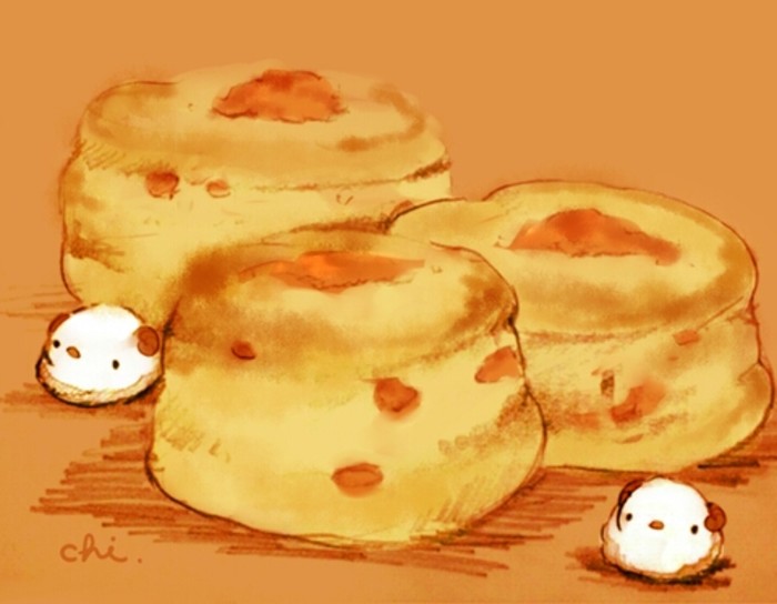 p站画师チヤイ#萌物#小鸡#q#食物#甜点#【这么萌,根本不忍心吃~】小鸡