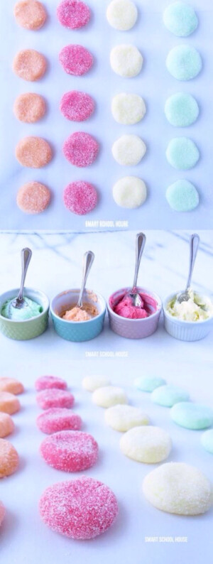 可爱的橡皮棉花糖  做法  棉花糖加少量糖粉入微波炉大火加入30秒 取出快速搅拌 稍稍冷却后取小块 包裹糖粉就可以吃了