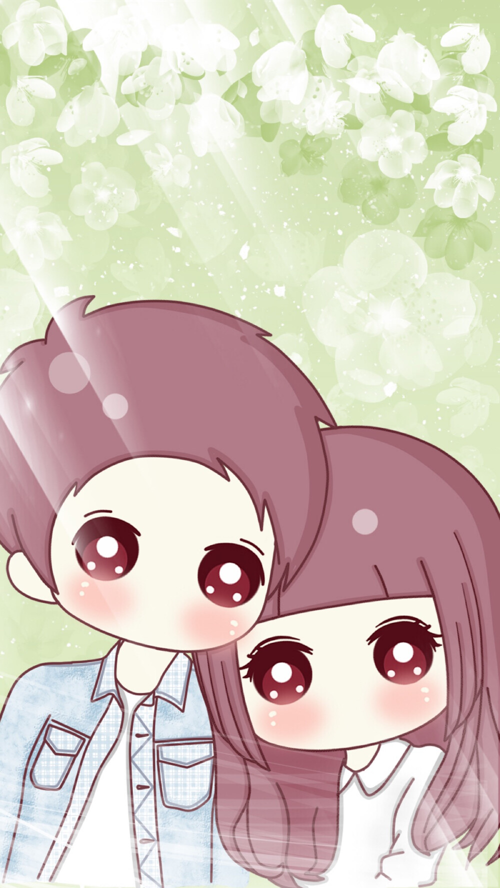 栀子花开# #情侣# 小琢,卡通,壁纸,头像,手绘,q版,插画,原创,蚊美