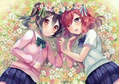 动漫 二次元 同人 lovelive 百合 矢泽妮可 西木野真姬 插画 少女