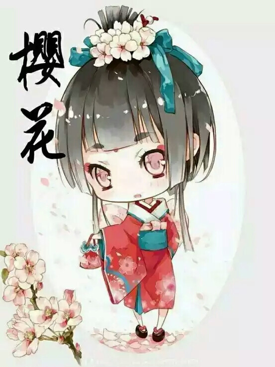 古风 插画 花卉拟人 樱花