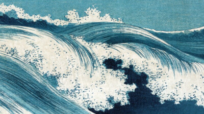 海水 海浪 沧浪 手绘 中国风 和风 壁纸