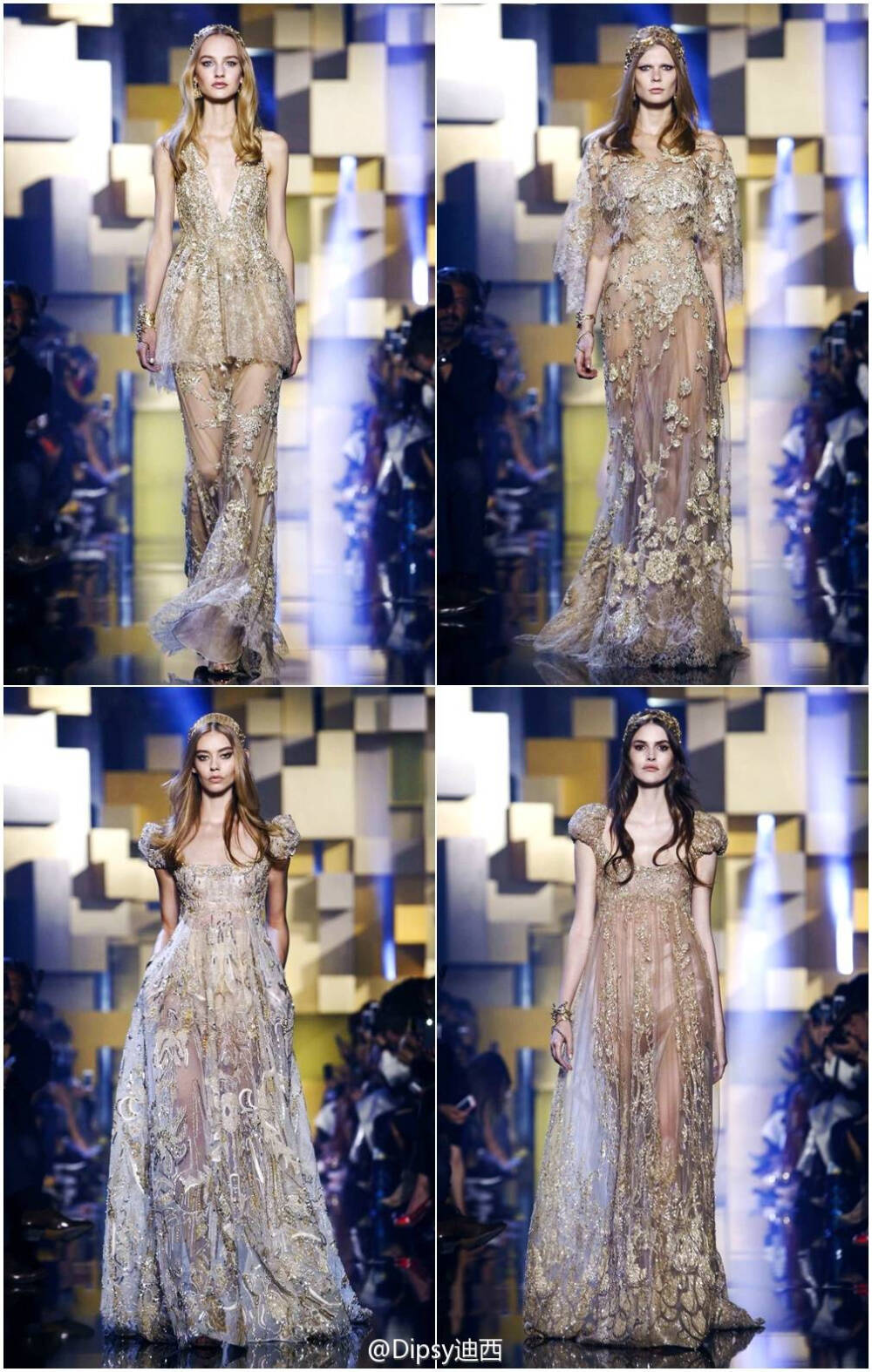 Elie Saab Haute Couture F/W 2015┃ 仙女？！什么鬼~~~当烦了仙女熏腻了仙气，这一季请集体披上金丝银线手工打造的鎏金刺绣战袍做女王！！！转自微博