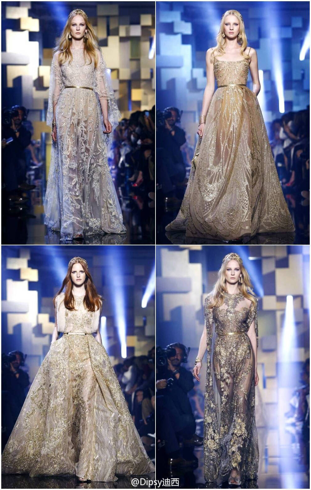 Elie Saab Haute Couture F/W 2015┃ 仙女？！什么鬼~~~当烦了仙女熏腻了仙气，这一季请集体披上金丝银线手工打造的鎏金刺绣战袍做女王！！！转自微博