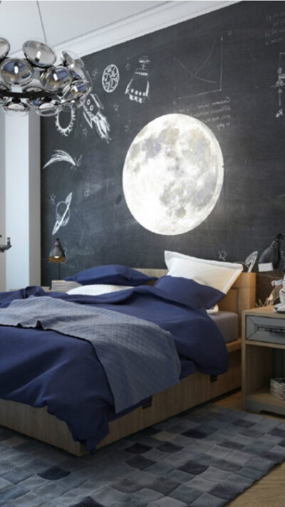 ❤ 与月光为邻 ❤ 现代北欧风格月亮墙纸 室内装修设计