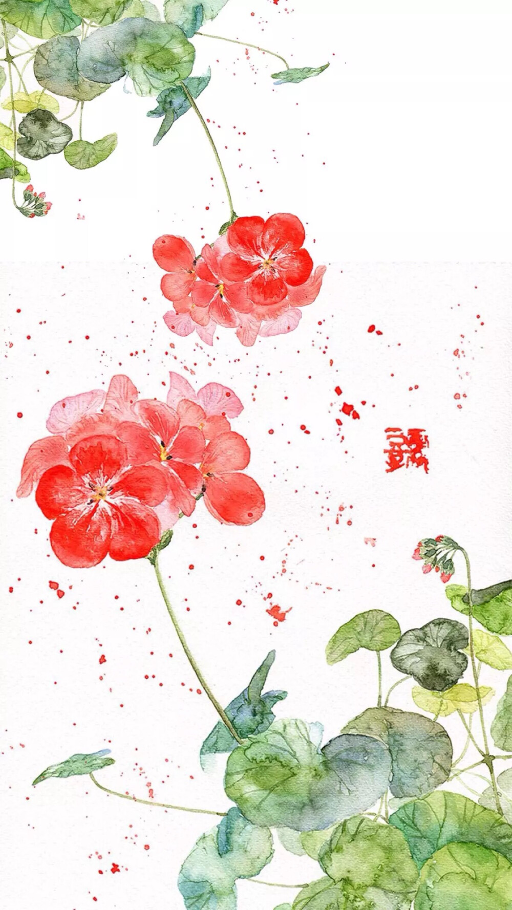 海棠不惜胭脂色，独立蒙蒙细雨中