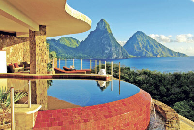 山景加海景游泳池—JADE MOUNTAIN in St. Lucia 