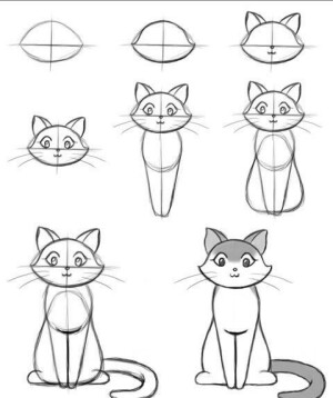 简笔画教程 猫咪 如何画猫 儿童简笔画 绘画教程 手绘