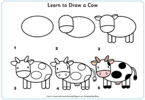 简笔画教程 绘画教程 铅笔画 如何画奶牛 卡通