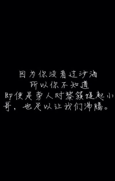 因为你没看过沙海，所以你不知道，即使是旁人对黎簇提起小哥，也足以让我们沸腾