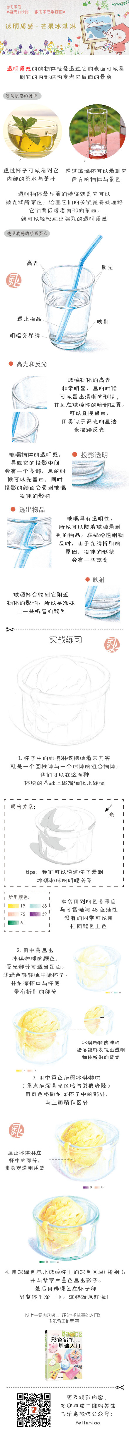 每天10分钟,跟飞乐鸟学画画-透明质感-芒果冰淇淋.做手账素材也不错哦.出自-飞乐鸟.