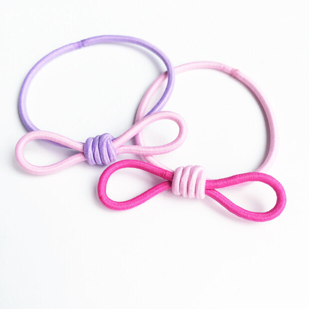 粉紫小蝴蝶结发绳