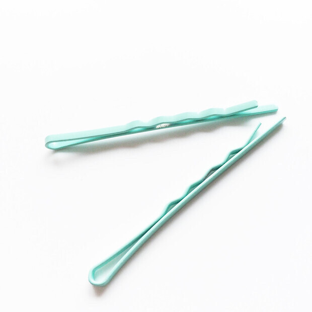 薄荷绿一字波浪发夹