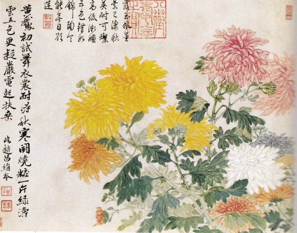 【没骨花鸟欣赏】恽寿平是明末清初著名的书画家，他开创了没骨花卉画的独特画风，是常州画派的开山祖师。“没骨”写生花卉画法，作为中国花鸟传统画法之一，湮没了几百年，恽寿平大胆进行挖掘，“斟酌古今，以北宋徐崇嗣为宗，一洗时习，独开生面”，恢复和发扬了“没骨”写生花卉的传统