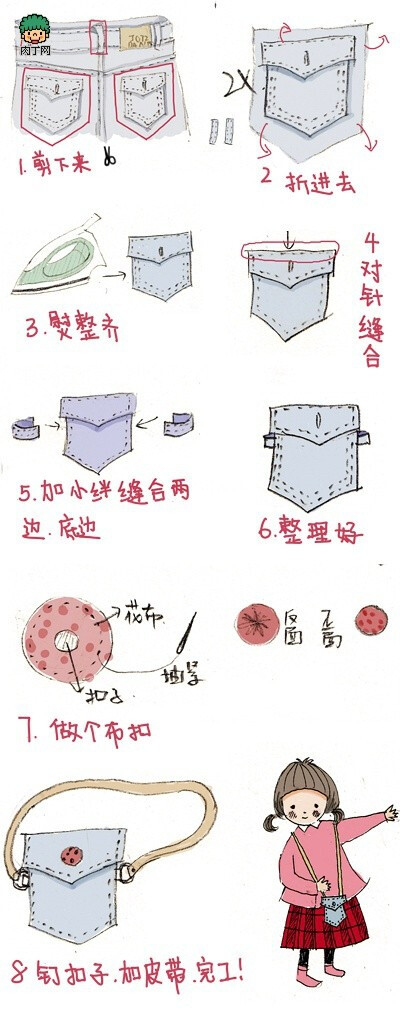 牛仔裤改造 DIY旧牛仔裤