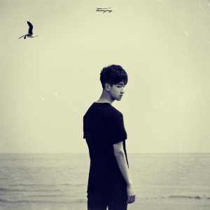 男头 思考 回头 黑衣 大海 少年