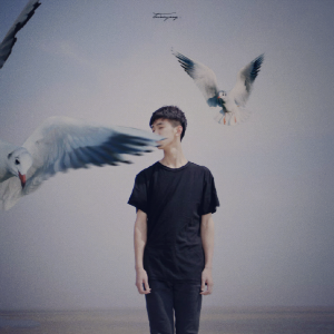 男头 海鸟 黑衣 昂头 少年