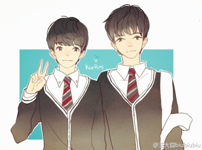 tfboys karry roy 王俊凯 王源 手绘 cr.微博@甜炸biubiu