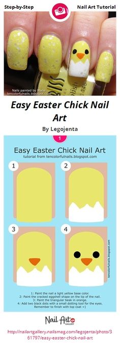 Easy Easter Chick Nail Art by Legojenta - Nail Art Gallery Step-by-Step Tutorials nailartgallery.nailsmag.com by Nails Magazine www.nailsmag.com #nailart