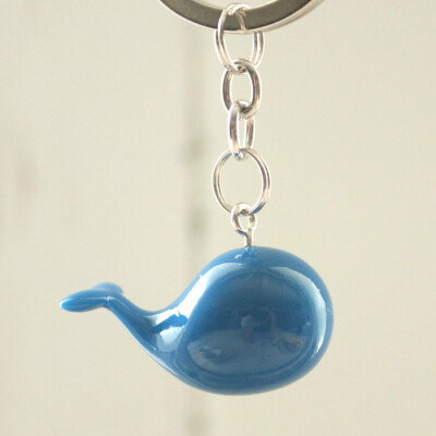 蓝色鲸鱼钥匙圈钥匙链钥匙圈创意zakka