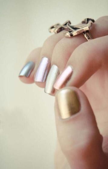 metallic pastels - get this look here mirror metallic gold, rose gold, metallic chrome silver