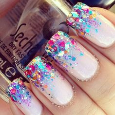 Nails inc Phillimore Gardens Dovehouse Street with Barry M Aqua glitter Barry M Magenta glitter Glimmer by Erica Vegas, Baby