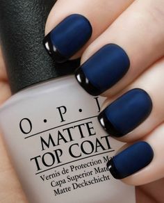 Matte Navy Reverse Tuxedo~OPI Russian Navy, Black Onyx, Matte TC Nail Polish Set//