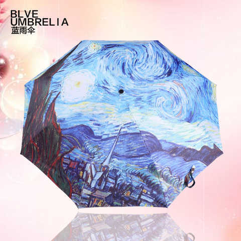 梵高油画伞创意太阳伞防紫外线遮阳伞超强防晒超轻晴 雨伞星空伞女