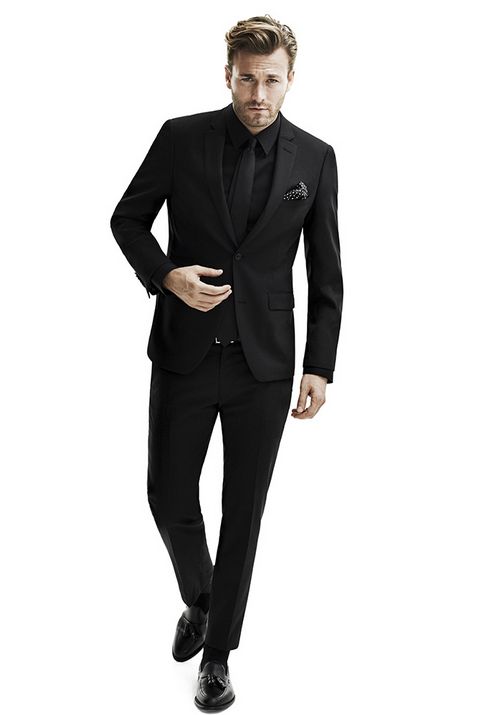 All black, suit, vest, tie #Style