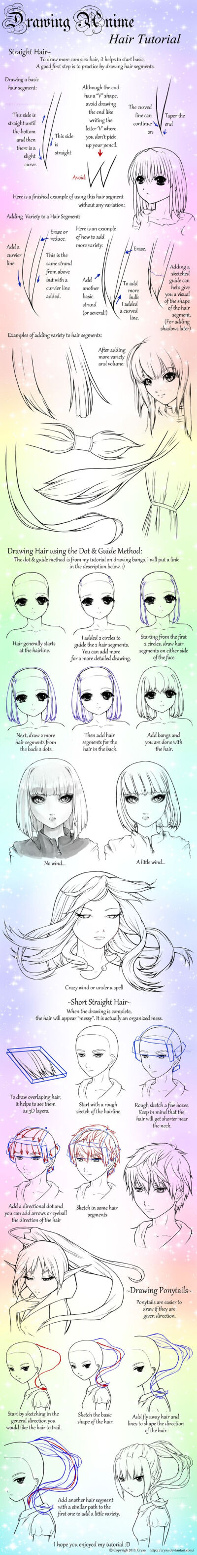 Drawing Anime: Straight Hair and Ponytails by ~Crysa on deviantART