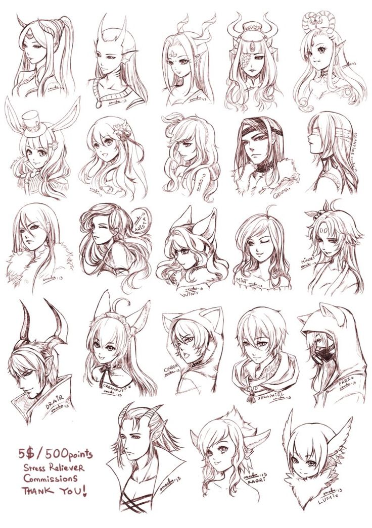 Inspiration: Hair &amp;amp; Expressions ----Manga Art Drawing Sketching Head Hairstyle---- [[[Batch5 by omocha-san on deviantART]]]