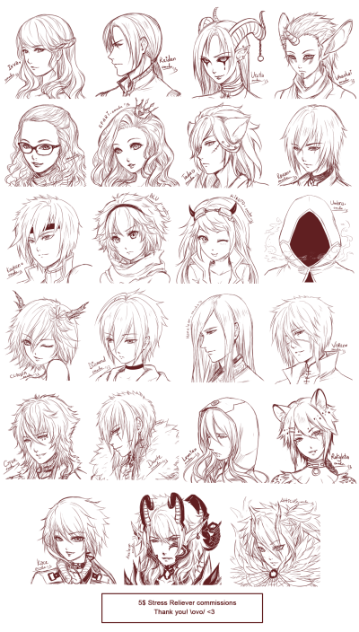 Inspiration: Hair Expressions ----Manga Art Drawing Sketching Head Hairstyle---- [[[Batch15 by omocha-san on deviantART]]]