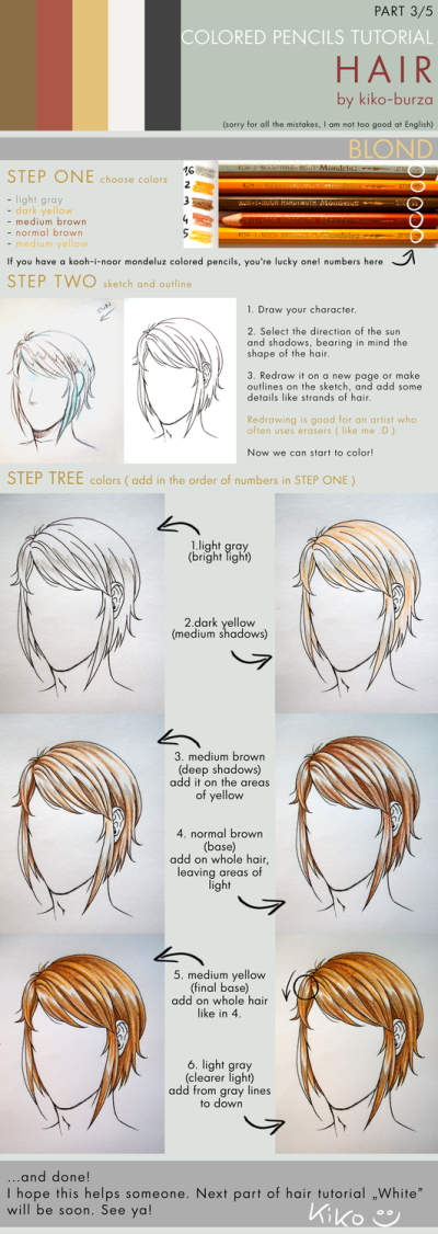 Colored pencils tutorial HAIR part 3 by kiko-burza on deviantART