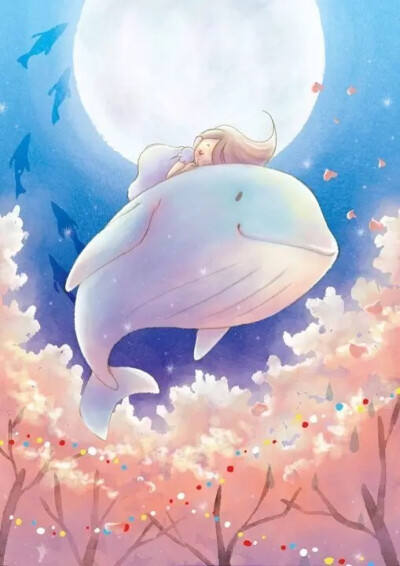 鲸鱼 梦境 女孩 月亮 “化作孤岛的鲸。”