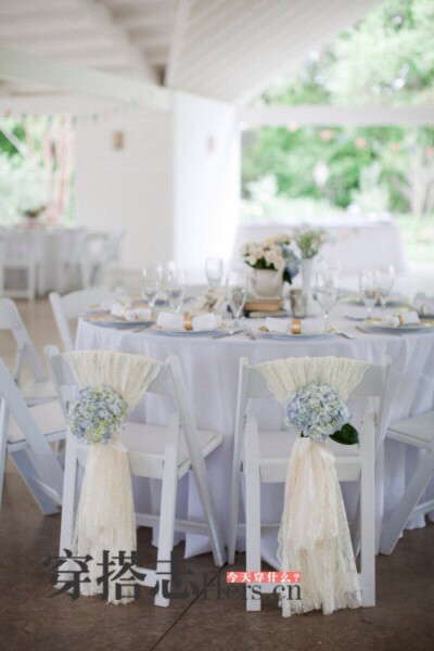 花朵 绣球花 蓝白色 椅子 装饰 参考 宴会